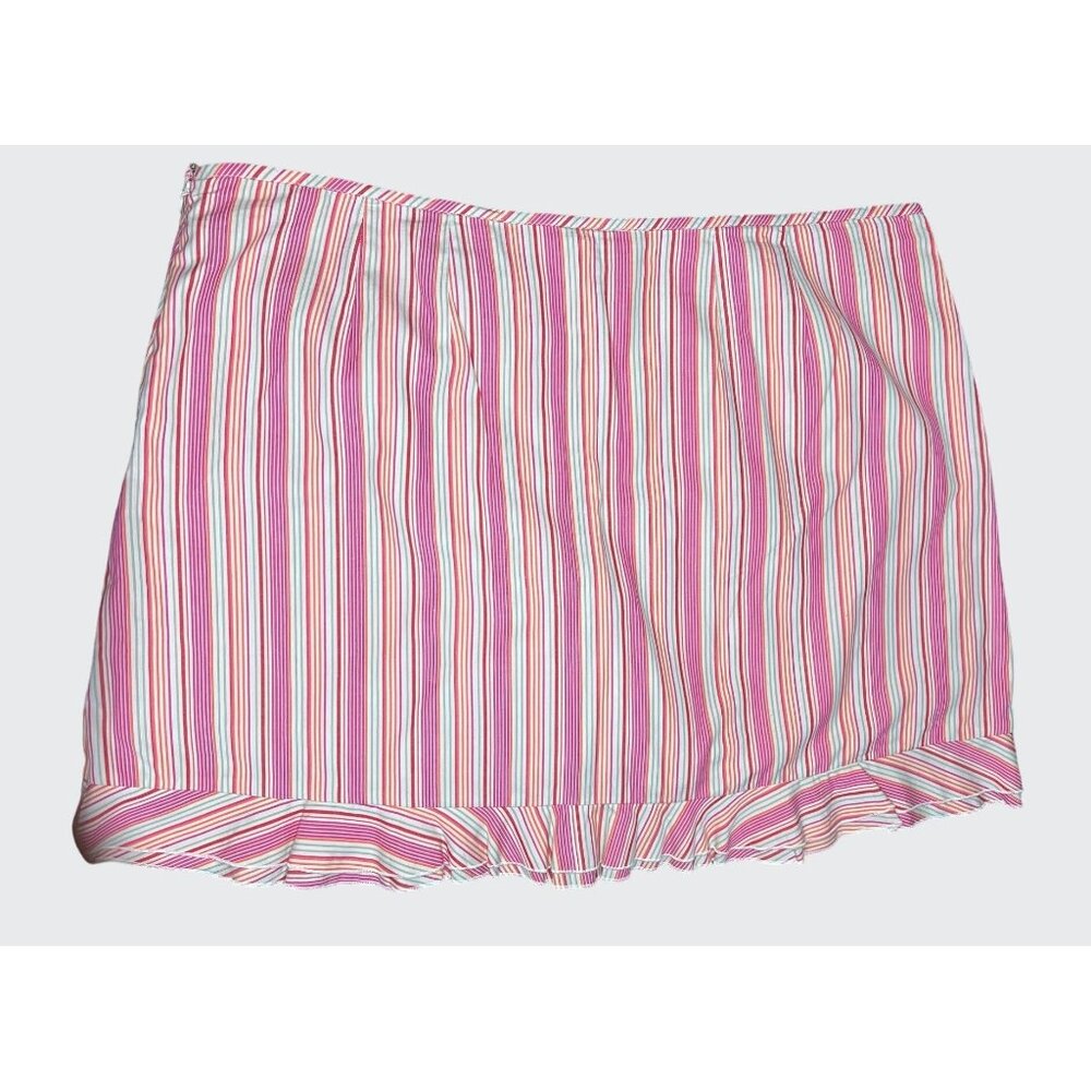 Venezia Womens Pink & White Striped Shorts Skirt With Ruffle Hem Size 22 - Picture 3 of 11